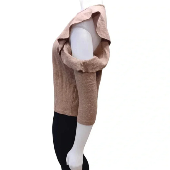 Zara Cold Shoulders Light Brown Long Sleeve Sweater Size Small - Picture 3 of 8